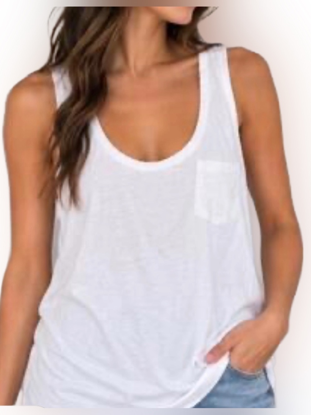 James Perse Pocket Tank White 100% Cotton Sz L (3) NWT